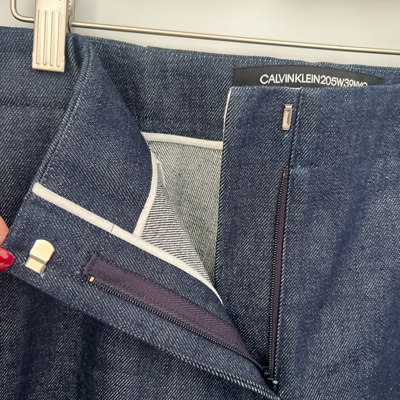 Calvin Klein 205w39nyc Blue Denim Pant Straight Leg Jeans Side Zippers Stripes 8 - Picture 11 of 12